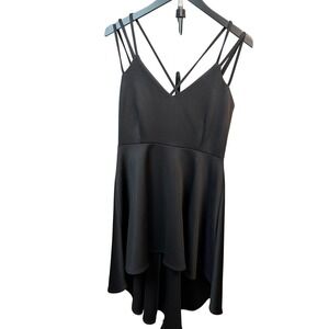 Brandy Blu Dress Womens Large Black High Low Crisscross Back‎ V-Neck Formal